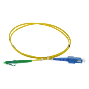Cabo de ligação de fibra ótica dúplex - Fibra monomodo G657A2 de alto desempenho - Conectores híbridos LC APC e SC UPC - Comprimento exato de 1 metros - Revestimento exterior LSZH de cor amarela - Compatibilidade de utilização genérica e universal