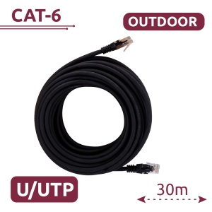 Cabo UTP - Ethernet - Conectores RJ45 - Categoria 6 - Cobertura especial para exterior ( Preto ) - 30 m