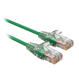Cabo UTP Slim de ligação - Ethernet - Conectores RJ45 - Categoria 6A - 0,15 m - Cor verde