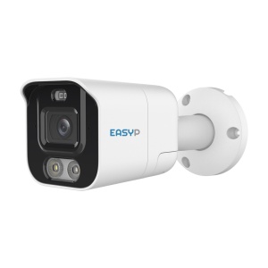 Cámara Bullet IP AI EASY-P - 8MP | Lente2.8 mm - IR 40 m | Luz blanca 30 m | Mic | Altavoz - Plug &amp; Play | Disuasión Activa | WDR 120dB - IA por Humanos y/o Vehículos - IP67 | PoE | P2P | Metal