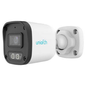 Câmara Bullet IP Uniview-Uniarch - 2 MP | Lente 2.8 mm - IV 30 m | DWRD - Dupla iluminação | Deteção do corpo humano - PoE | IP67 - Microfone integrado