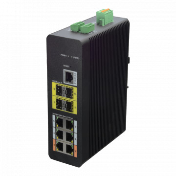 Cambiar Hipo X-Secundario - 6 Puertas Papa (RJ45) + 4 Puerta Uplink (SFP) - Velocidad 10/100/1000 Mbps - 2 Puertas Hi-Papa / Consumo máximo 120W - VLAN/STP/RSTP/MSTP/LCA/Qos/802.1X - LACP/Estático Retraso/DHCP Fisgonear/DHCP Servidor