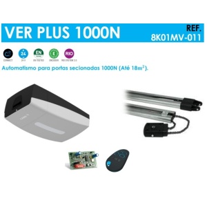 CAME VER PLUS 1000N - KIT 8K01MV-011 - Automatismo para portas secionadas 1000N (Até 18𝐦𝟐 / COM CALHA 4M)