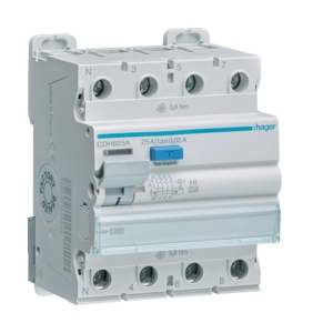 CDH625A – Inter. diff. 3P+N 25A 30 mA Typ A HI 4M HAGER EAN:3250611621355