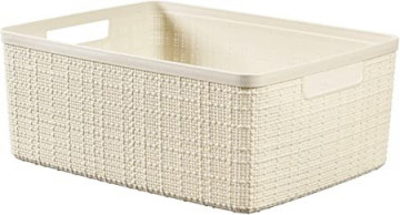 Cesto de Juta Retangular M 12L Branco Natural