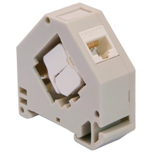 Conector de cabo UTP - Conector saída RJ45 - Compatível UTP categoria 6A - Fácil instalação sem ferramentas - Montagem em carril DIN
