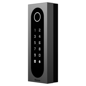 Controlo de acesso IP65 IK09 - Cartão EM/MF, NFC, BLE, PIN e QR | 1 relé - 20.000 utilizadores | 100.000 registos - Controlador integrado | Wiegand - TCP/IP e PoE - Ligação via Cloud | Saída 12V