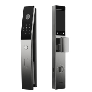 Fechadura inteligente com videoporteiro - Reconhecimento facial, palma da mão, veia, impressão digital, cartão, NFC e PIN - 50 utilizadores | WiFi e Bluetooth - Câmara 4 Mpx e ecrã 5" tátil - Bateria 9.000 mAh integrada | Exterior IP65 - Conexão através d