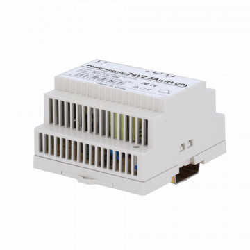 Fonte de alimentação - Saída DC 24 V 2.5 A / 60 W - Tensão de entrada CA 100V ~ 240V 50Hz-60Hz - 97 (Fo) x 55 (Al) x 88 (An) mm - Montagem em carril DIN - Protecção: Sobrecarga / Sobretensão / Circuito curto