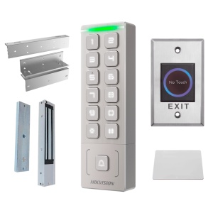 Kit de controlo de acesso - Cartão MF e PIN - Autónomo, ventosa, perfil, botão de pressão e cartão - Controladora integrada - Montagem na superfície