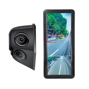 Kit de retrovisão esquerdo - Câmara de retrovisão e ângulo morto - Deteção de peões e motociclos por IA - Gravação no monitor - Ecrã IPS com BLC e brilho automático