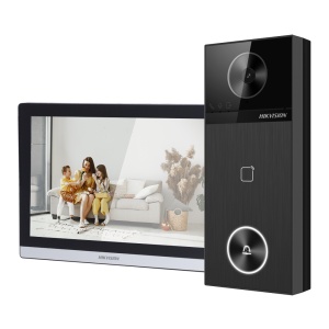 Kit de videoportero 4 Mpx - Tecnología IP &amp; WiFi - Placa y monitor | Permite 16 monitores más - Lector MF y Bluetooth | PoE - App móvil con P2P | Relés internos en monitor - Montaje sobre superficie | IP65