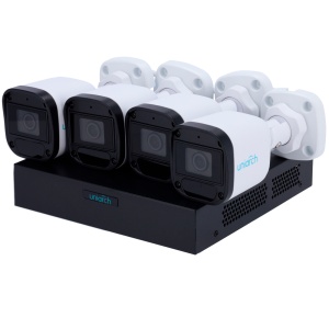 Kit de vigilance vidéo Uniarch - NVR 8CH POE - 4 chambres Bullet IP67 - 2 MP | 2,8 mm | IV 30 m - Espace pour 1 disque dur - Compatible avec ONVIF