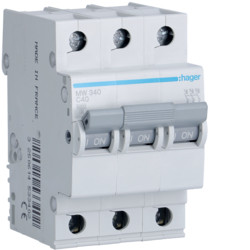 MW340 - Breaker 3P 40A C 3K 3M HAGER EAN: 3250614533402