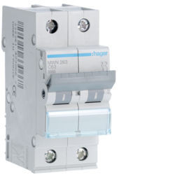 MWN263 - Interruttore automatico 2P 63A C 3kA 2M HAGER EAN:3250614330667