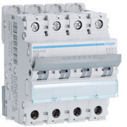 NFN432 - Breaker 4p 32A C 6/10ka 4m Hager EAN: 3250614628474