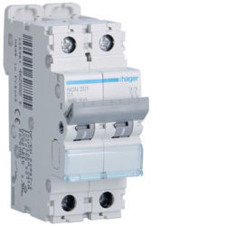 NGN201 - Interruttore automatico 2P 1A D 6/10kA 2M HAGER EAN:3250614628825