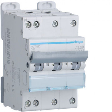 NGT810 - Breaker 3p+N 10A D 6/10ka 3m HAGER EAN: 3250614635861