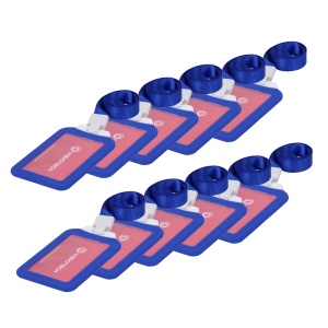 Porta-tarjetas RFID - Disposición vertical - Formato CR80: 54 (An) × 85 (Al) mm - Láminas de plástico protectoras - Fabricado en silicona - Color azul | Pack de 10 unidades