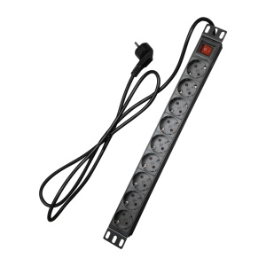Power outlet - Balthase shape 1u - 9 outputs up to 250vac / 16 to max. - Switch on/off - Black color