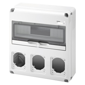 Quadro Q-DIN 14 módulos, 3 bases 16/32 A, IP65