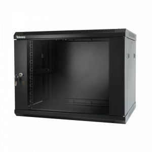 Rack Bastidor 19" 8U. Porta de vidro temperado e laterais acessíveis. Dimensões: 600x460x450mm. Instalação: Parede/Solo (Desmontado)