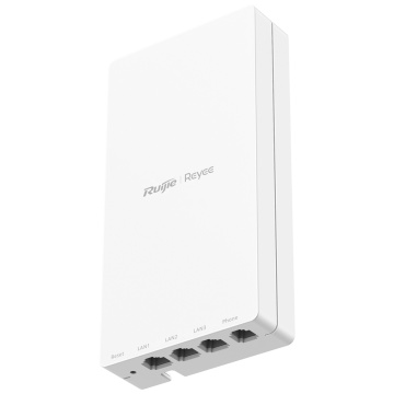 Reyee e-Lighten PON – Wi-Fi 5 omnidirektionaler Wand-AP – unterstützt 802.11 b/g/n/ac Wave 1 und 2 2,4 GHz und 5 GHz – Übertragungsrate bis zu 1167 Mbit/s – 3 x RJ45-Gigabit-Ports, 1 x RJ11-Telefonie-Port – 1 x SC PON Uplink 1G-Port
