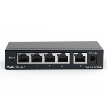 Reyee Switch Desktop - Metallic Box - 5 Ports RJ45 - Speed 10/100/1000 Mbps - Plug and Play - Technology Power Savings