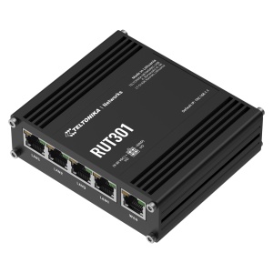 Router industrial con 5 puertos RJ45 10/100 Mbps - Ecosistema IoT: Modbus, MQTT, OPC UA y BACnet - Túneles VPN: OpenVPN, IPsec, WireGuard y más - Sistema RutOS con seguridad y Firewall avanzado - Incluye 2 pines de entrada/salida digital (I/O) - Chasis de
