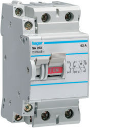 SA263 - Cambiar bipolar 2x63A 2,5M HAGER Ean:3250615512635