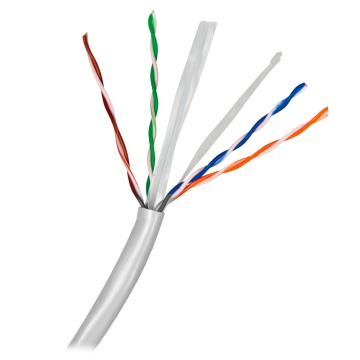 Safire Cabo UTP de categoria 6 - Condutor CCA - Diâmetro 23 AWG-0,58mm - Atende com 90m Fluke test - Invólucro exterior em PVC - Fornecido em caixa de 100m / Cor cinzenta