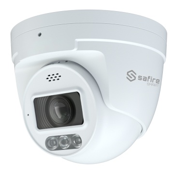 Safire Smart - Câmara Turret IP gama I1 com Dissuasão Ativa - Resolução 8 Megapixel (3840x2160) - Lente 2.8 mm | MIC e altifalante | Dual light 40m - IA: Classificação de humano e veículo - Impermeabilidade IP67 | PoE (IEEE802.3af)