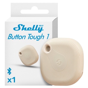Shelly Blu Button Tough 1 Ivory - Bluetooth - Permite o controlo de eletrodomésticos - Resistente a golpes, salpicos e poeiras - Atenuar e ativar cenas - Compatível com Alexa e Google