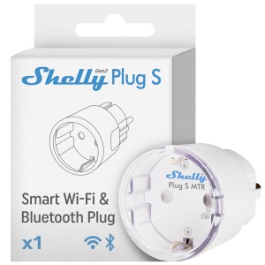 Shelly Plug S MTR Gen3 (White) - WiFi 2.4 GHz IEEE802.11 b/g/n / Bluetooth - Medidor de consumo - Suporta 220 - 230 V - Adequado para domótica de vivendas - Compatível com Alexa, Google e Apple