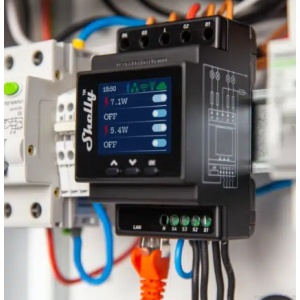 Shelly Pro 4PM V2 - Módulo de riel DIN con 4 relés para automatización WiFi / BT / LAN - 110 / 240VAC 4x16A