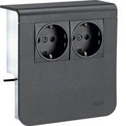 SL200809009011 - Supp. 2xSchuko SL20080, nero grafite HAGER EAN:4012740895446
