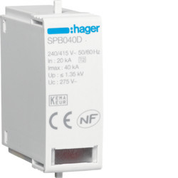 SPB040D - Cart. Recharg L-N In 20ka Imax 40ka Hager Ean: 3250615515346