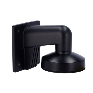 Suporte de parede para câmaras dome - Apto para uso no exterior - Alumínio com tratamento de Spray - Compatível com Hikvision - Passador de cabos - Cor preto