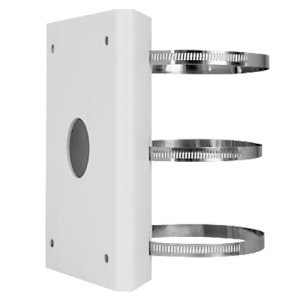 Suporte para poste - Para câmaras PTZ Uniview - Apto para uso exterior - Intervalo diâmetro 67~127 mm - Cor branca 215 (A) x 172 (L) x 65 (A) x [%VAR%] (P) mm - Passador de cabos