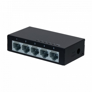 Switch Branded Fast Ethernet - 5 Ports RJ45 - Speed ​​10/100Mbps - Improved Buffering for Video Streaming - Plug and Play - Metallic Box for greater robustness