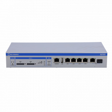 Teltonika Router Industrial 4G LTE Cat 6 - Resiliência com Dual SIM e failover automático - Wi-Fi 5 Wave de banda dupla 2 até 867 Mbps - VPN avançada: IPsec, OpenVPN e WireGuard - 5 portas Gigabit Ethernet e 1 porta SFP - Fonte de alimentação dupla e mont