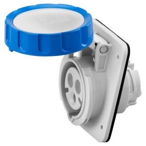 Tomada fixa de encastrar a 10°, IP66/IP67, 2P+T, 16 A, 230 V, 6 h