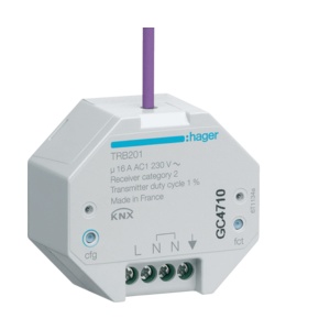 TRB201 – Binäraktor 1 Kanal 16A RF KNX HAGER EAN:3250615989314