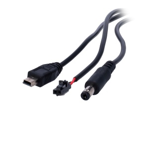 Triple conector para baterías zinc-aire - USB Mini / Molex / Jack - Longitud 1.5 m - Compatible con batería SF-BATT-75V-3200WH - Compatible con diferentes sistemas de alarma