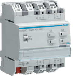 TXA624C - Attuatore tapparelle/personale. 4 canali 230V KNX HAGER EAN:3250616048751