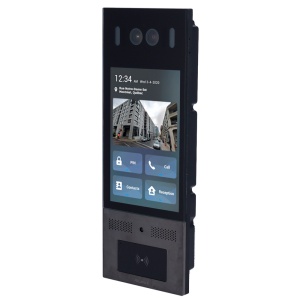 Vandalismusgeschützte IP-Video-Gegensprechanlage IK10. - Dual-Kamera 2 Mpx | Zwei-Wege-Audio – Gesicht, Karte, PIN, BLE und QR | 3 Staffeln - Wohnungen | PoE+, Standard-SIP – 8-Zoll-IPS-Touchscreen | Cloud-Wartung – Verbindung über Cloud | 12-V-Ausgang