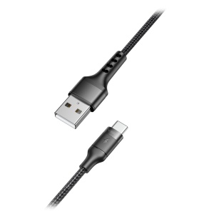 Veger – USB 2.0-Kabel für Laptops – USB-A auf USB-C – Metallgehäuse, geflochtenes Nylon – Länge 1,2 m – Schnellladung | Schwarze Farbe