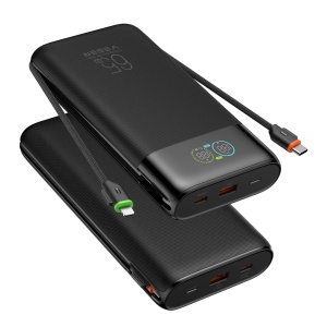 VEGER Power Bank con pantalla digital - Capacidad 27000mAh - Entradas 2x USB-C, 1x USB-A y cables integrados - Salidas 2x USB-C, 1x USB-A y cables integrados - Cables integrados: 2x USB-C - Carga rápida | 4 dispositivos a la vez