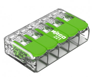 WAGO - Lagger compact | Jusqu'à 0 4 mm '| vert / transparent | 5 conducteurs | Réf. 221-425 Nouvelle