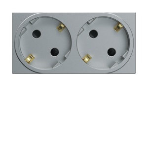 WXF472T - Galerie Tom. Multip. Schuko X2, Hager Ean en aluminium: 3250617130165